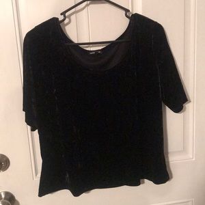 Black velvet scoop neck top